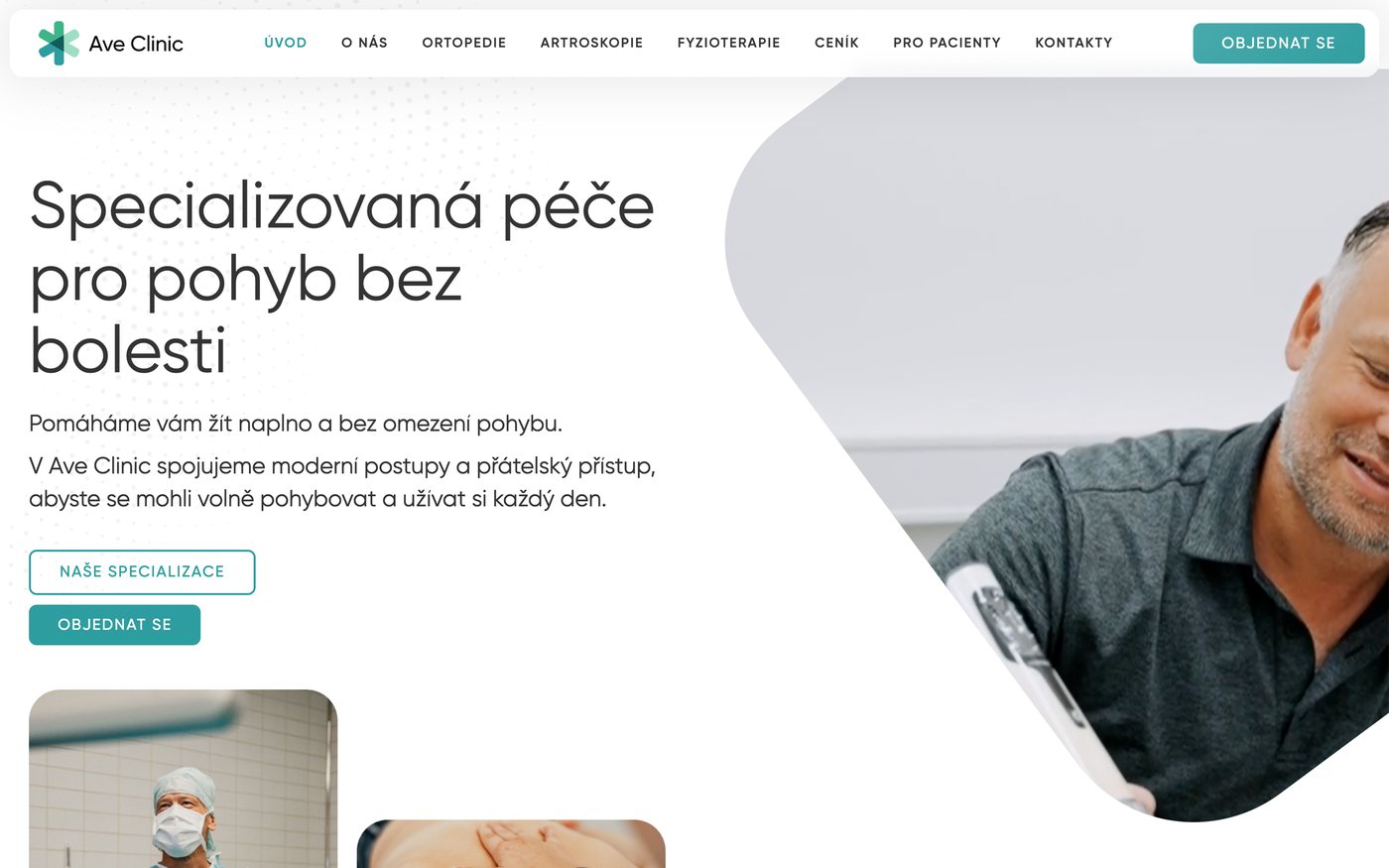 Úvodní stránka webu AVE Clinic