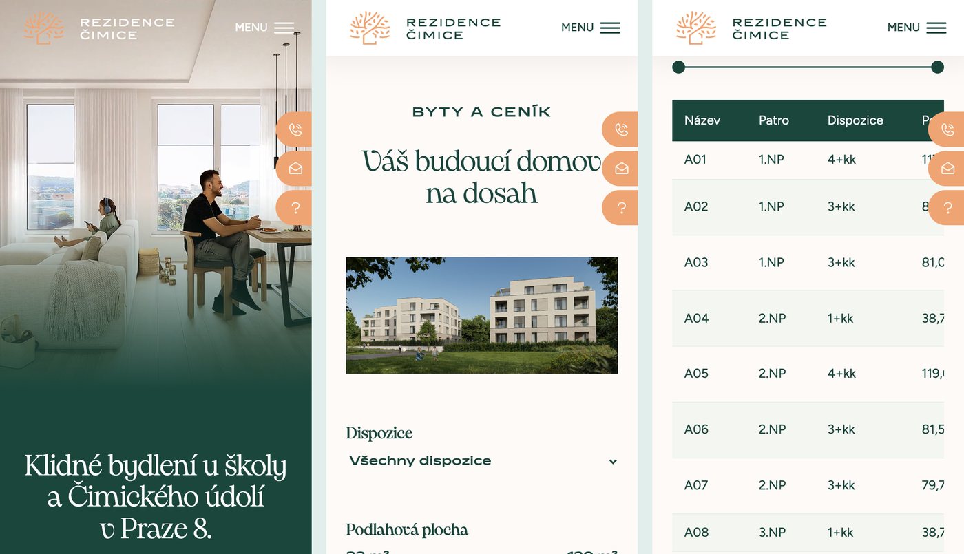 Web Rezidence Čimice na mobilu