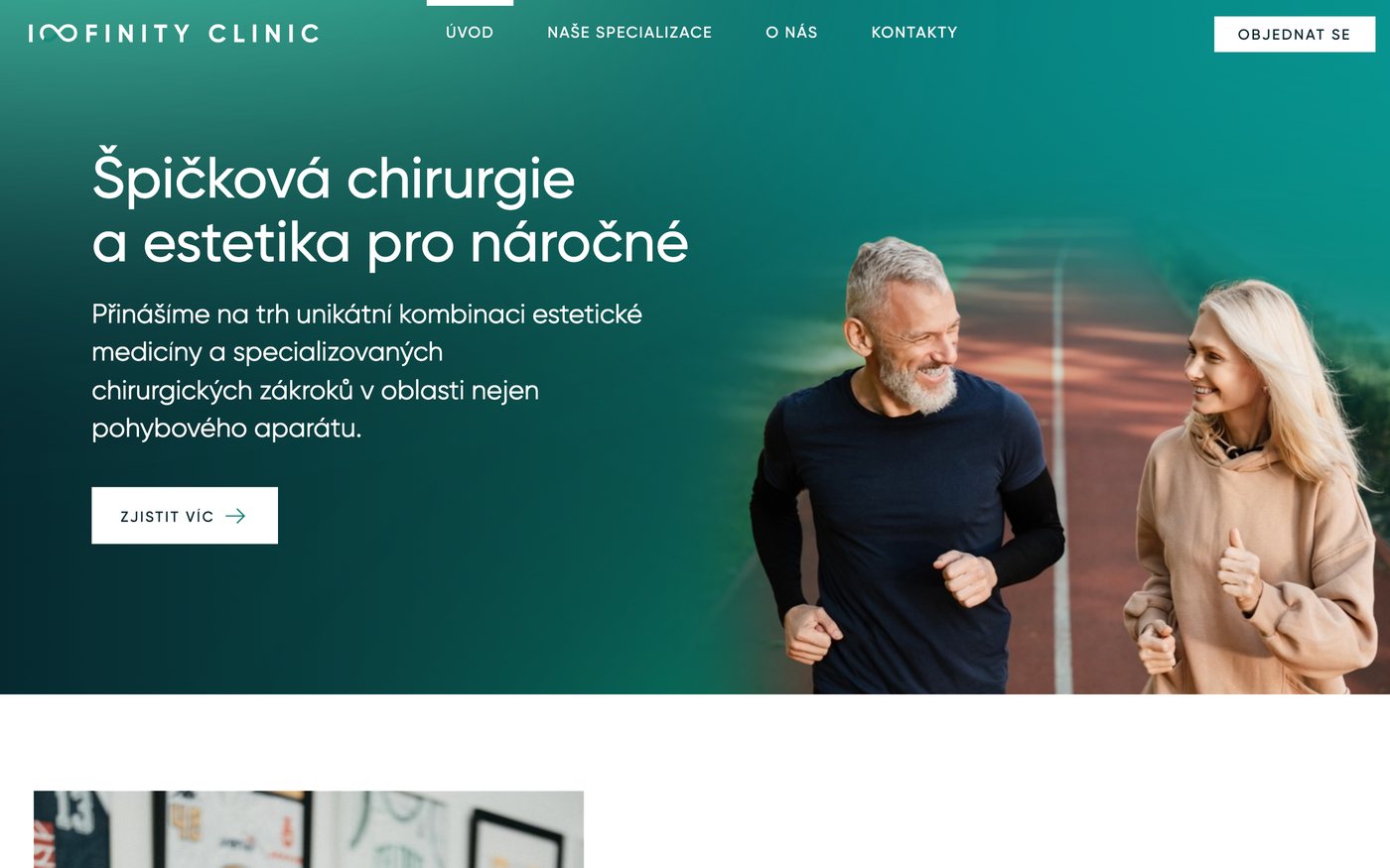 Úvodní stránka webu Infinity Clinic