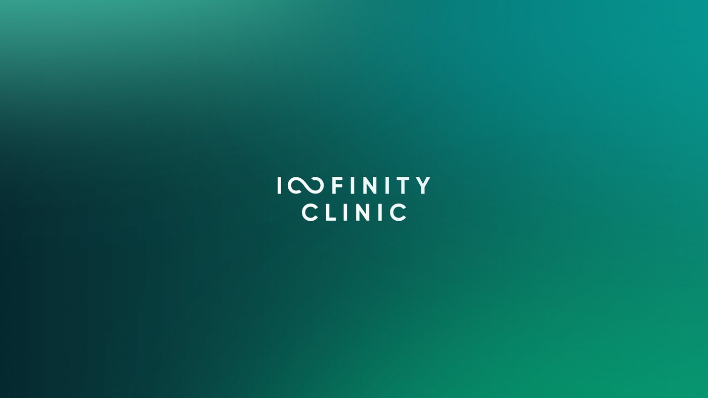 Logo Infinity Clinic na tyrkysovém přechodu