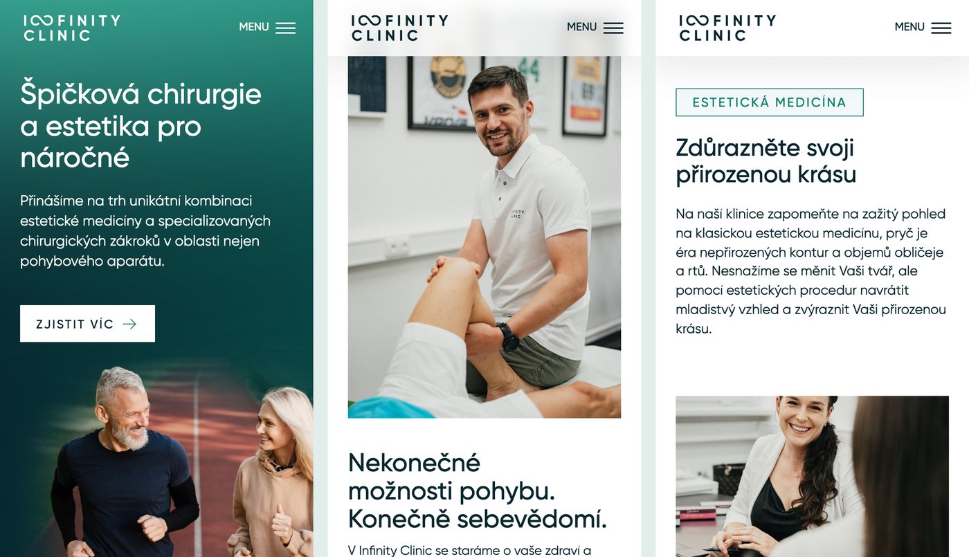 Web Infinity Clinic na mobilu