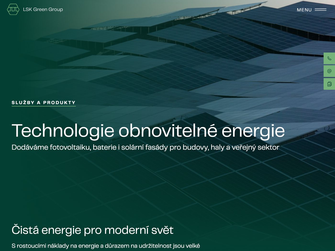 Úvod stránky Technologie obnovitelné energie