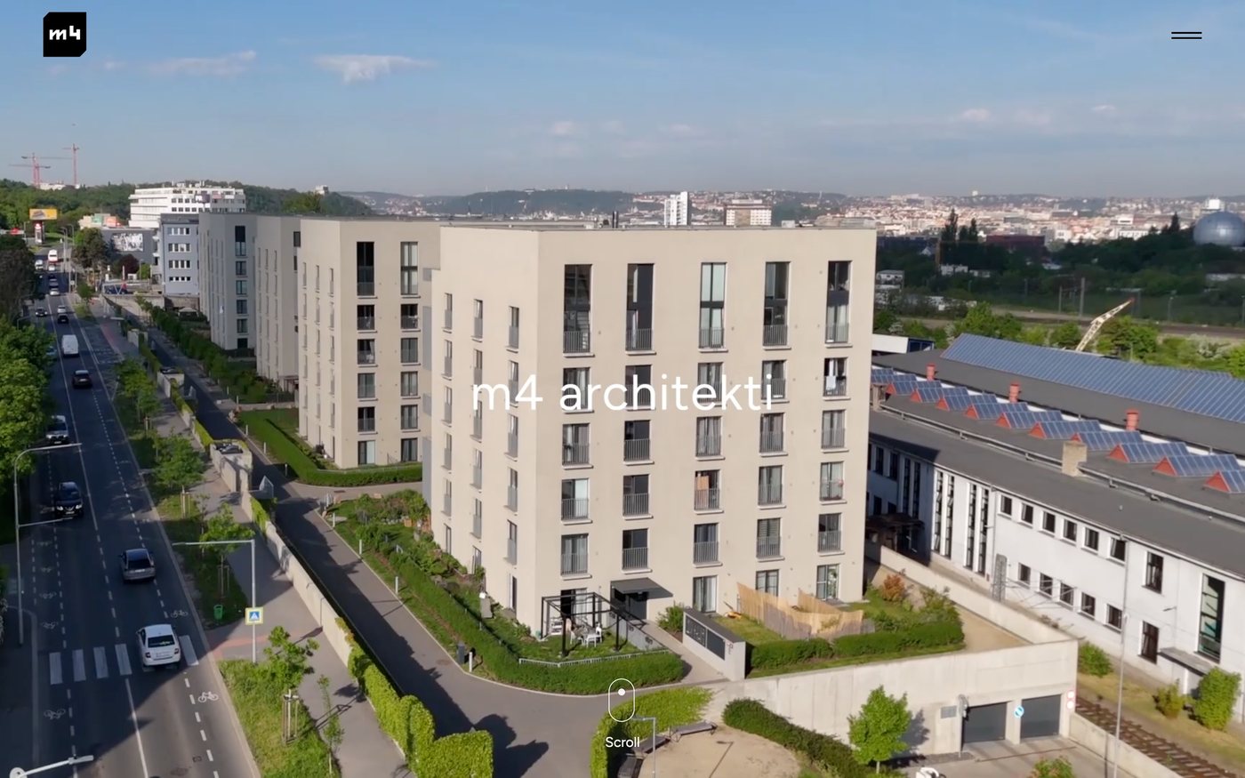 Úvodní stránka webu m4 architekti