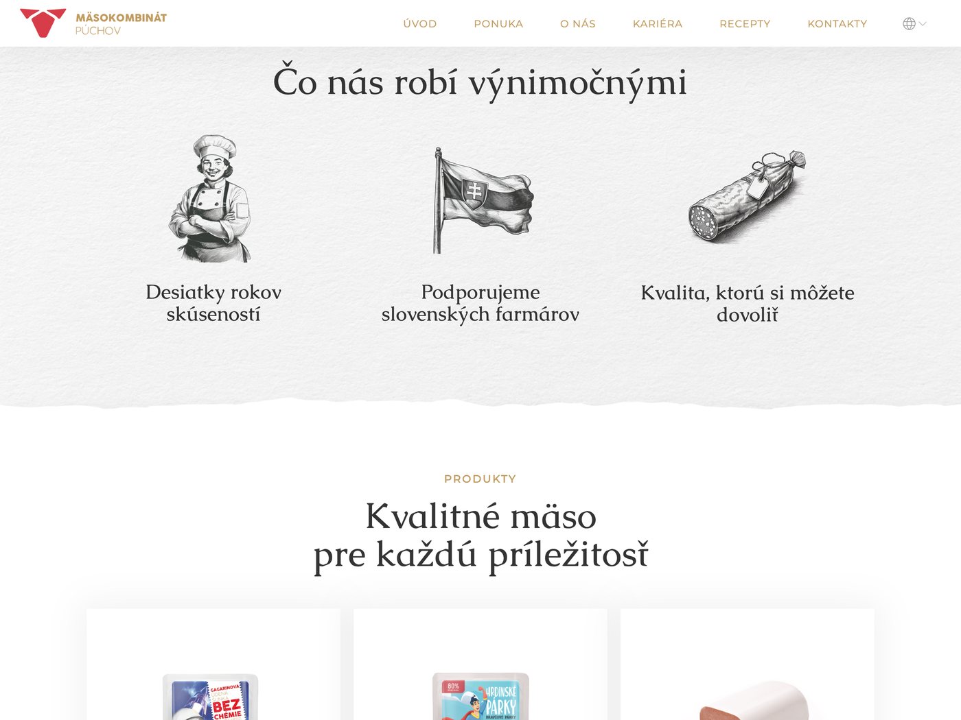 Rytiny řezníka, vlajky a salámu