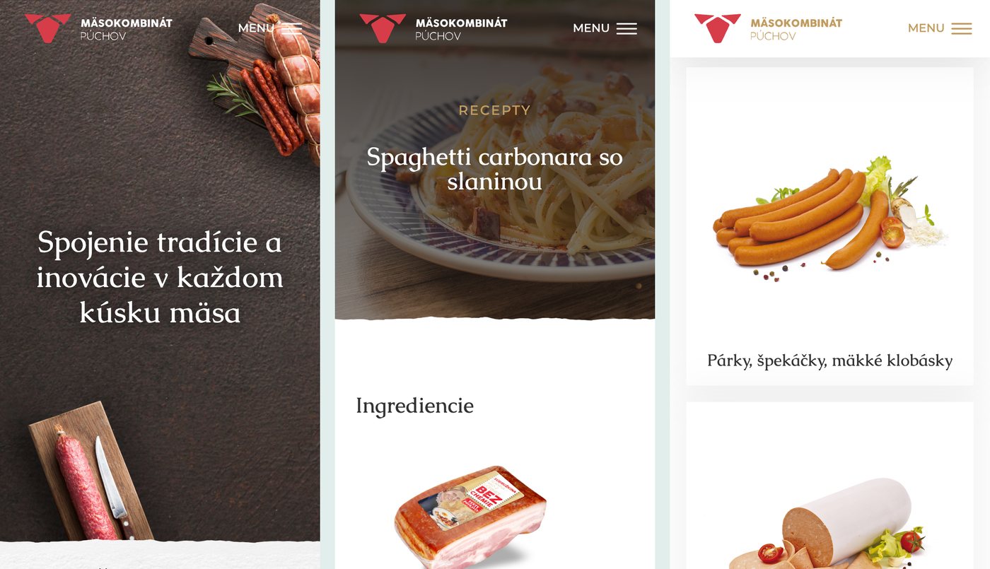 Web Mäsokombinátu Púchov na mobilu