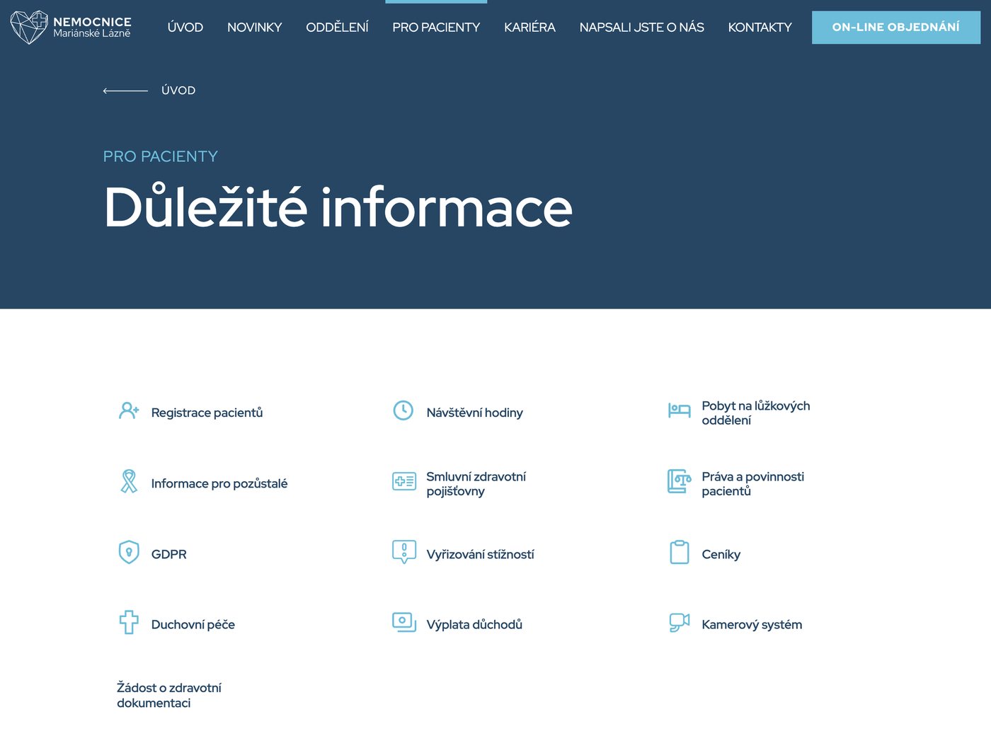 Rozcestník Důležité informace pro pacienty
