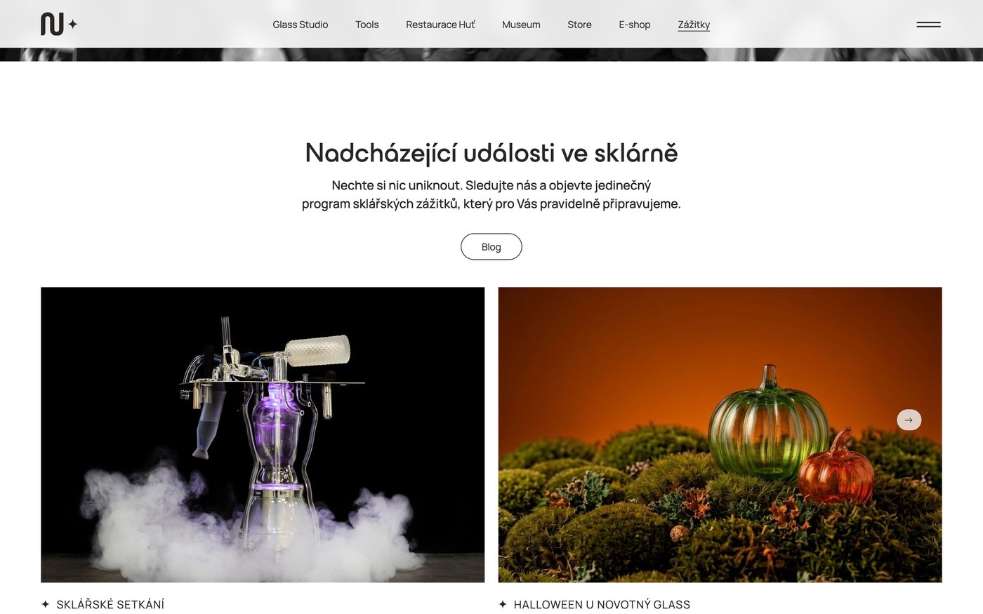 Kalendář nadcházejících akcí ve sklárně