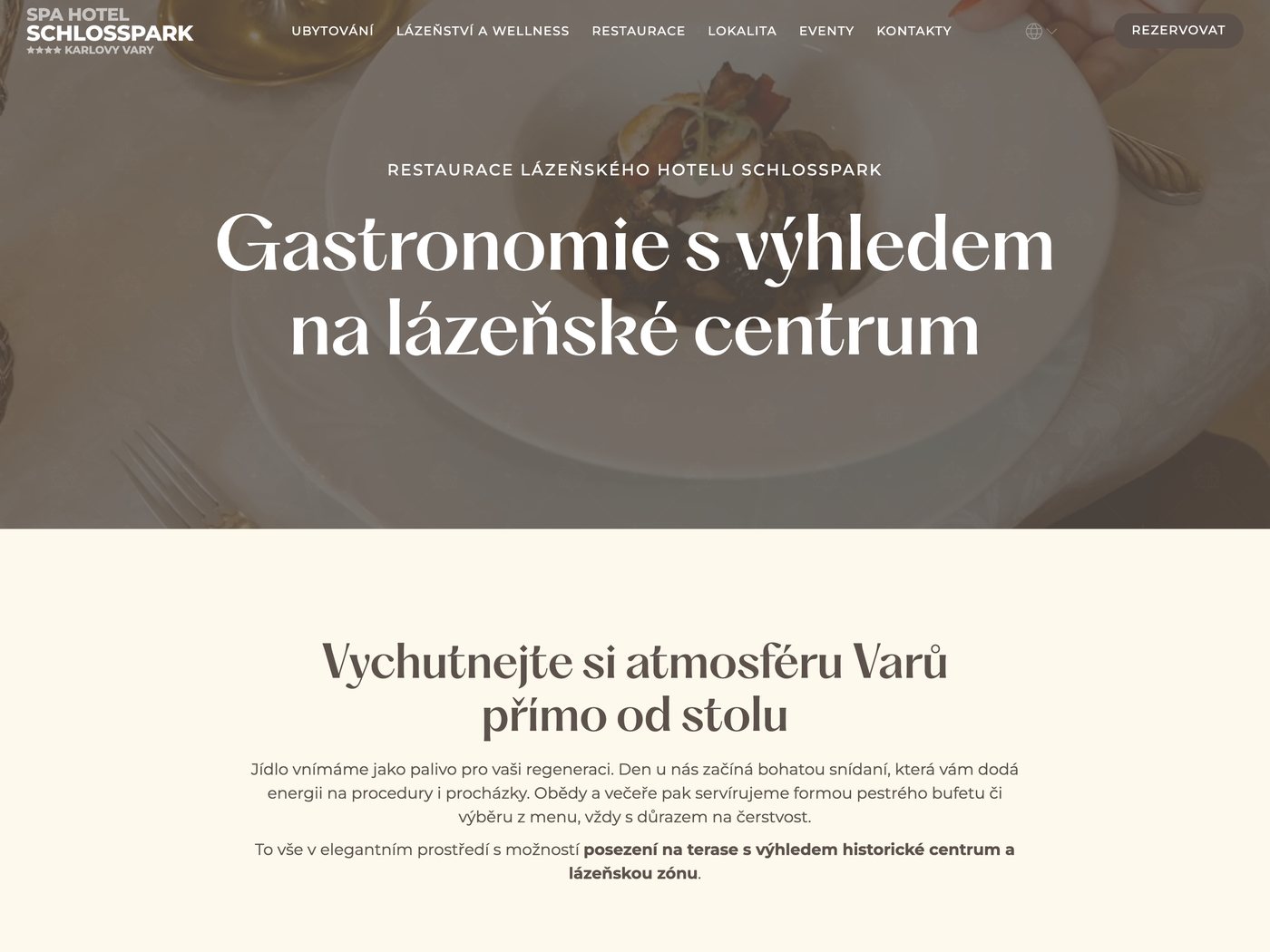 Úvod stránky hotelové restaurace