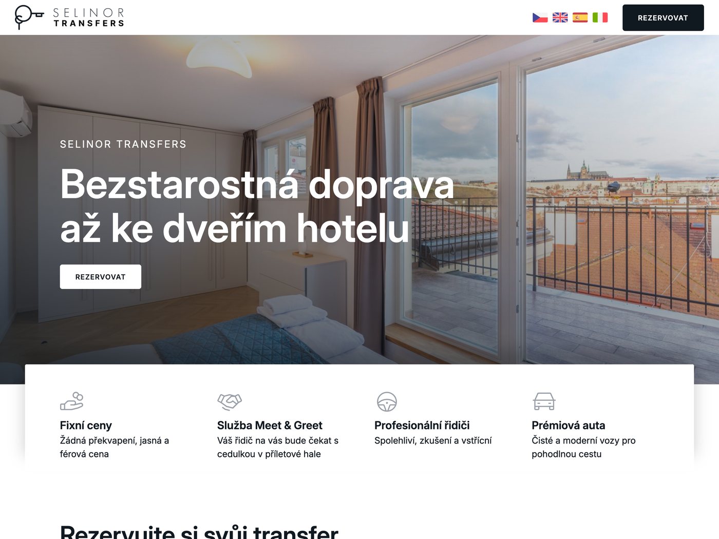 Úvodní stránka Selinor Transfers
