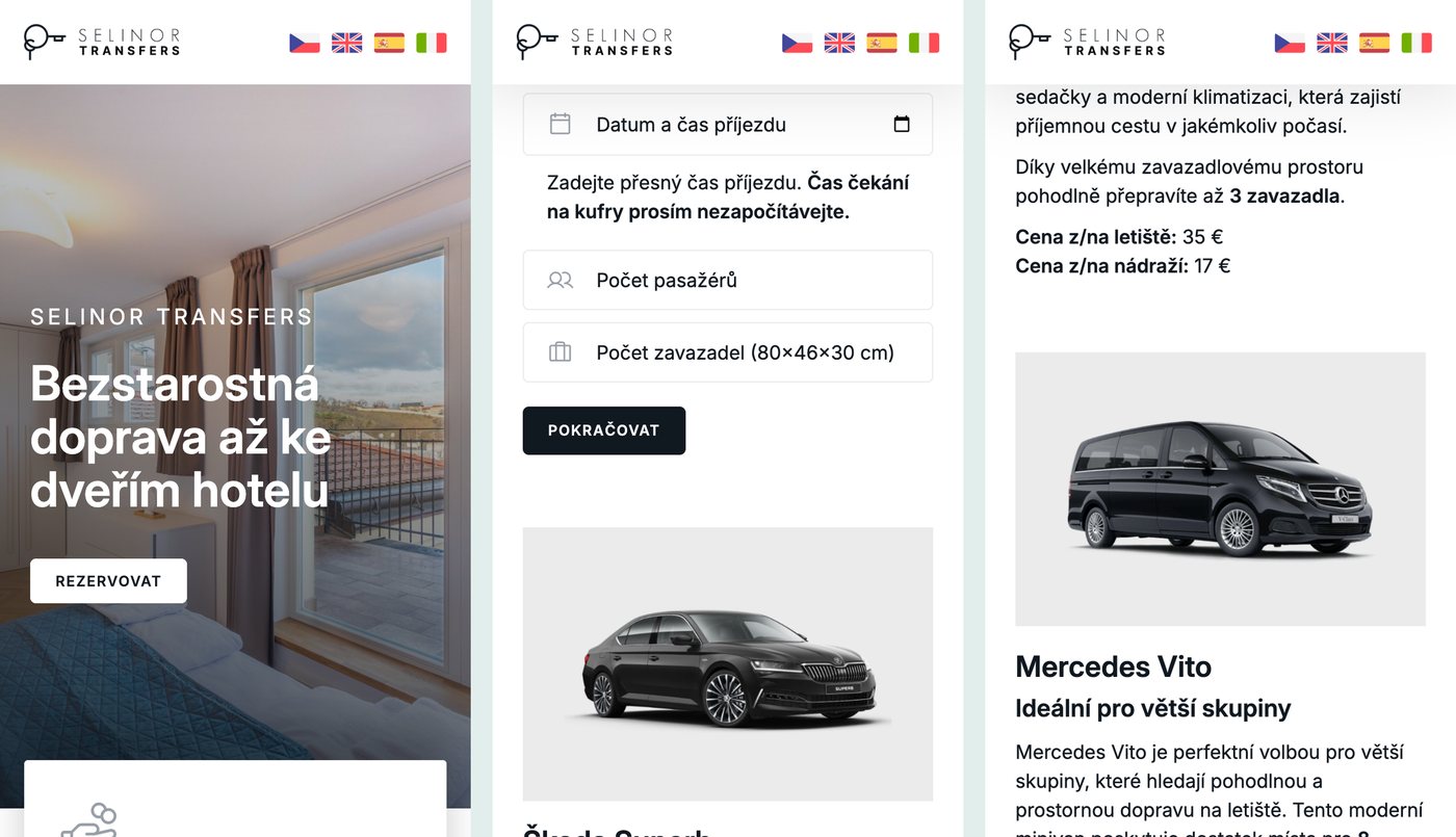 Objednávka transferu na mobilu