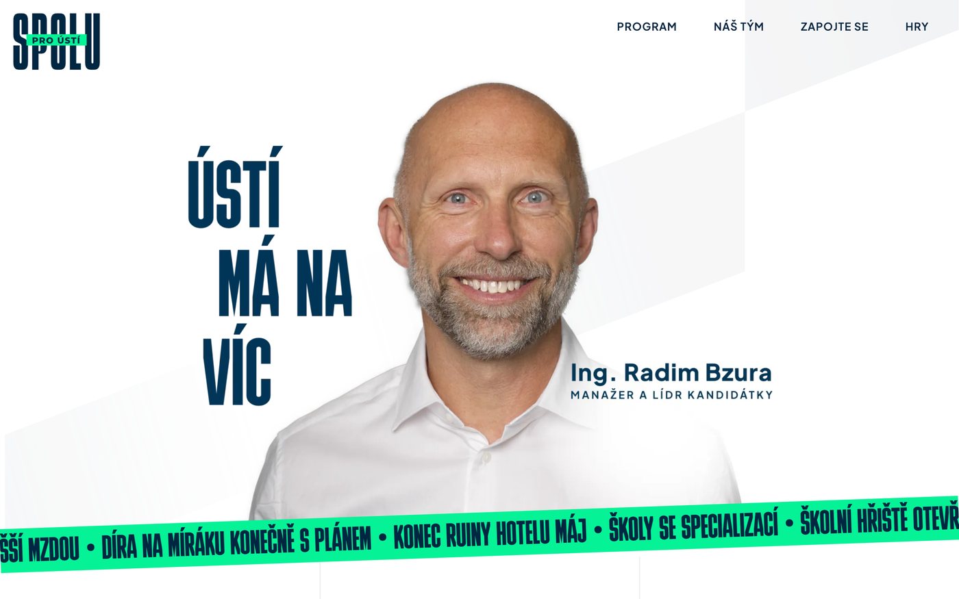 Úvodní stránka webu Spolu pro Ústí
