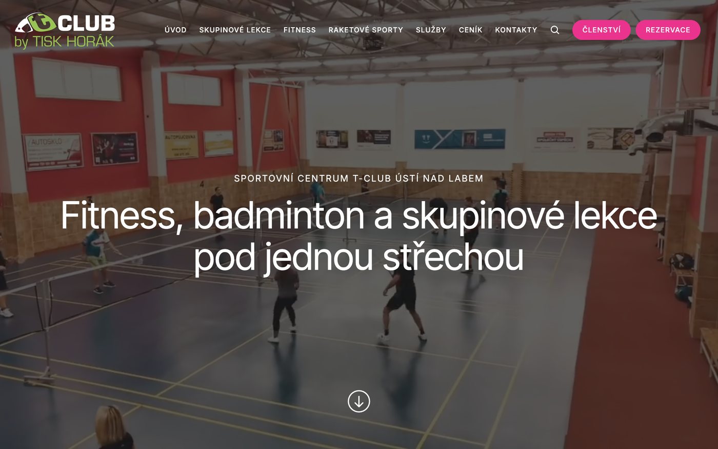 Úvodní stránka webu T-Club