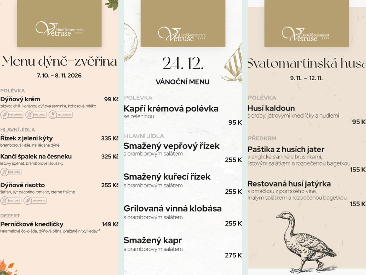 Grafiky menu na sociální sítě se zlatým pruhem